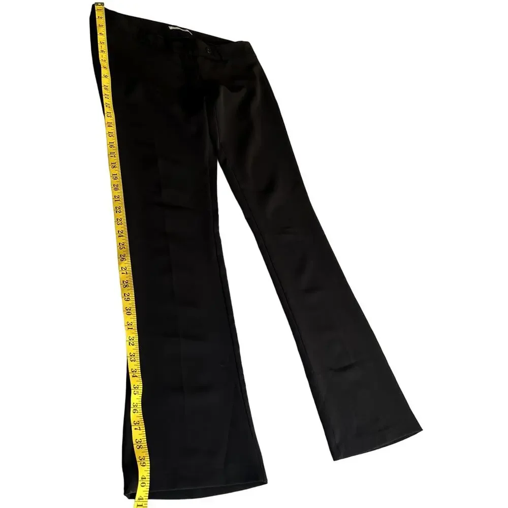 PDK Pants Womens Size W34 Black Pockets Belted Loops Low-Rise Wide-Leg Business